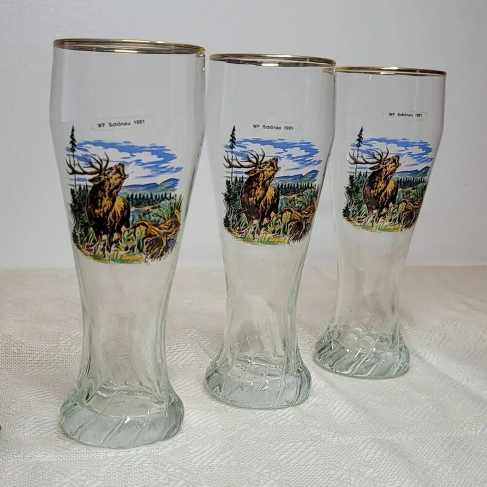 Vintage German Volksmarch Glass Beer Mug with Gold Rim - WF Schonau 1991- 1glass